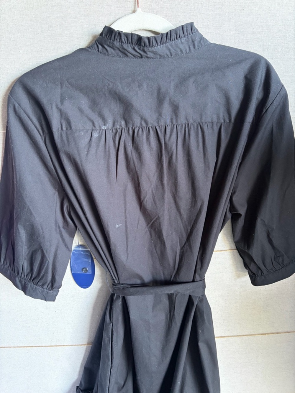 Black Maxi Button-Front Shirt Dress with Self-Tie Waist - Picture 7 of 7